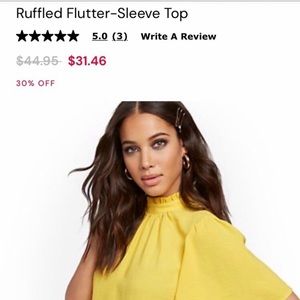 *NWT* NY&Co Tulip Yellow Lrge Ruffled Sleeve Top